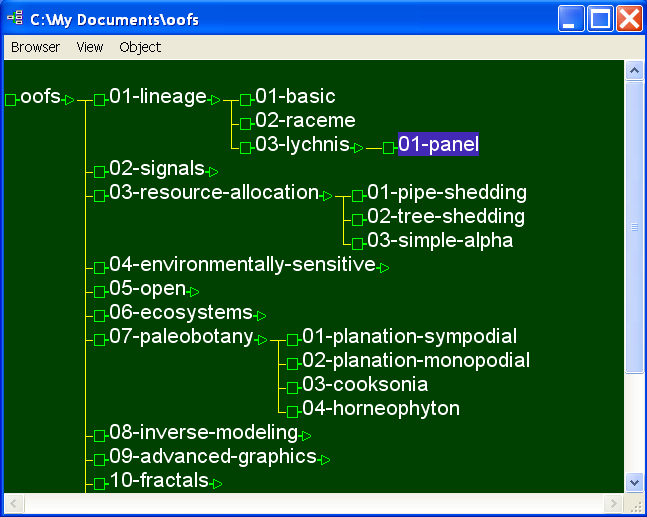 Browser with some objects expanded