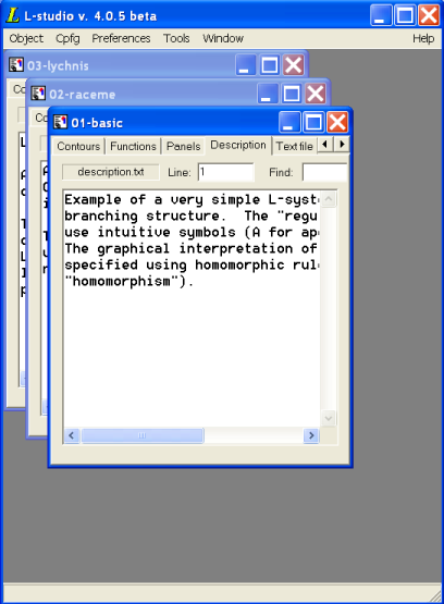 Three windows, cascaded