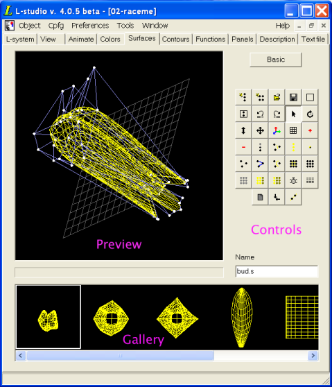 The gallery interface