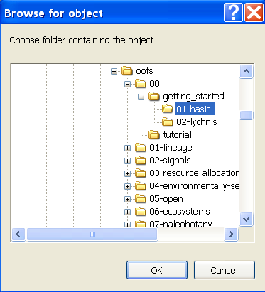 Browse for object dialog box