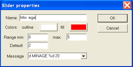Slider Properties dialog