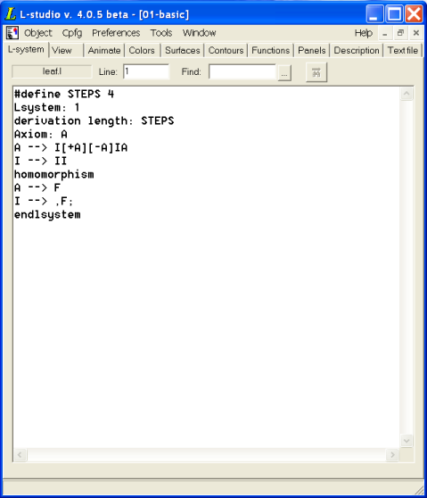 The L-system editor
