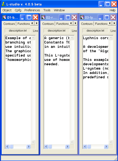 Three windows, tiled vertically